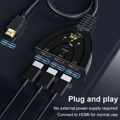 4K 60Hz HDMI Switch 3 in 1 Out HDMI 2.0 Switcher Splitter Hub for PS5 Xbox Roku