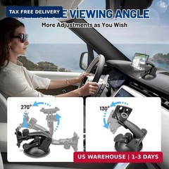 EWAY 4-Hole Direct Fit Suction Cup Mount for Backup Camera 4.3″/5″ Monitor, Knob