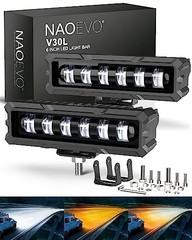 6in LED Light Bar, 50W 2300LM Lens Spot Lights, LED Fog Lights – White&Amber