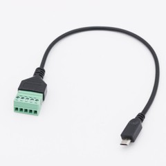 Micro USB Male to 5 Pin Screw Connector with Shield Terminal Plug Adapter Cable