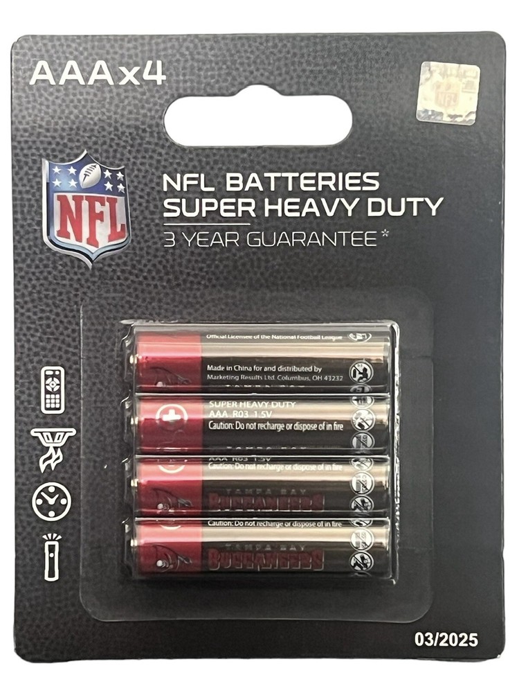 Tampa Bay Buccaneers Batteries NFL Super Heavy Duty Batteries AAA x 4