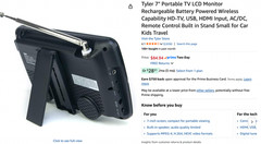 Tyler Portable Mini TV with back Stand (black) BRAND NEW