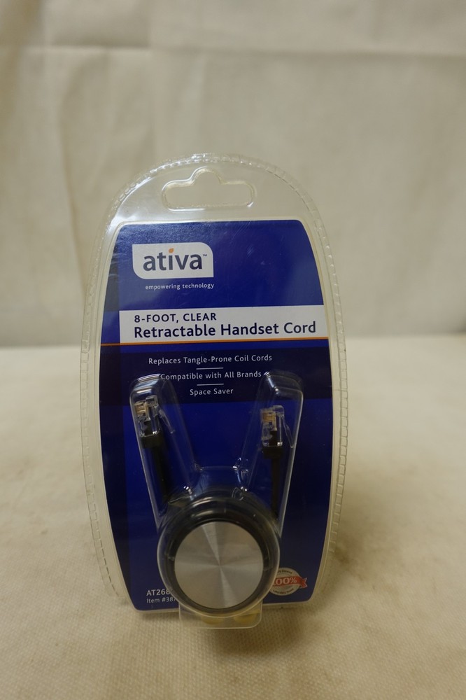 Ativa 8-Foot Clear Retractable Handset Phone Telephone Cord AT26811 / 387-756