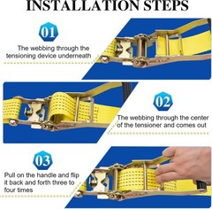 Heavy Duty Ratchet Straps(4 Pack), 2″ x15′ Tie Down Strap, Yellow