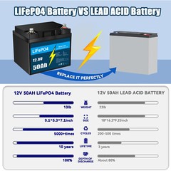 12V 50Ah LiFePO4 Lithium Battery 50A BMS Deep Cycles for Trolling Motor Solar
