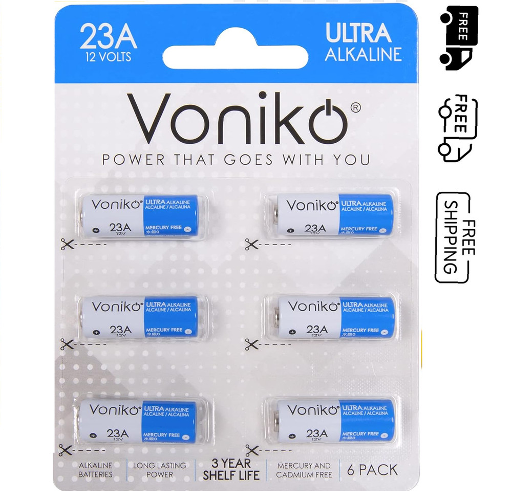 Voniko Alkaline Battery 23A – Ultra 23A Batteries (6-Pack) – Long Lasting 12 Vol