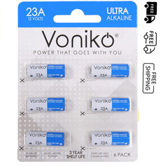 Voniko Alkaline Battery 23A – Ultra 23A Batteries (6-Pack) – Long Lasting 12 Vol