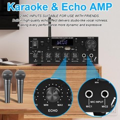 Stereo Audio Amplifier, 2 Channel 500W Bluetooth 5.0 Home Audio Stereo Receiv…