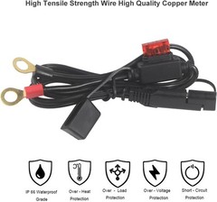 2PCS SAE Extension Cable 2FT 10AWG Battery Connector Ring Terminal Harness Acce