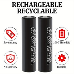 1~12x Rechargeable Battery 3.7V 3000mAh Capacity High Quality Button Top Battery