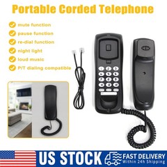 Black Corded Telephone Landline Phone for Home Office Desk Wall Mountable D3W1