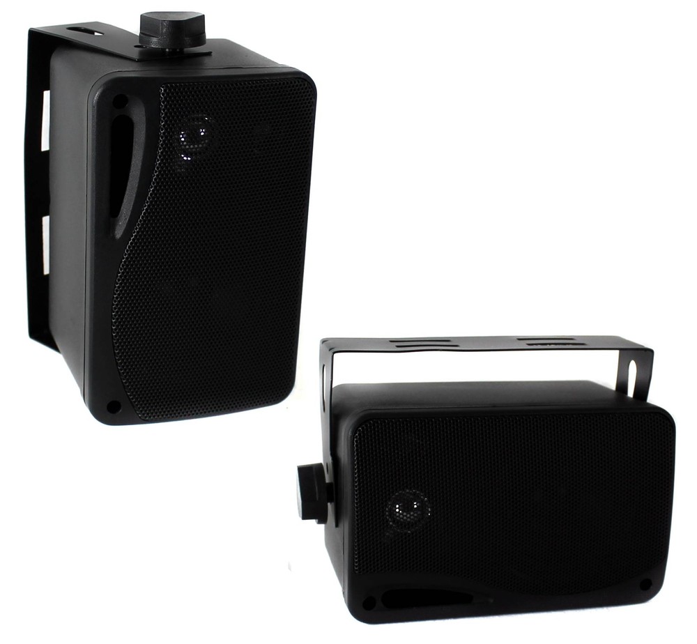 2) Pyle PLMR24B 3.5″ 200 Watt 3-Way Weather Proof Mini Box Speaker System Black