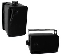 2) Pyle PLMR24B 3.5″ 200 Watt 3-Way Weather Proof Mini Box Speaker System Black