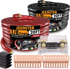 1/0 Gauge CCA Wire Battery Cable Copper Clad Aluminum 40Ft Red/Black for Car Amp