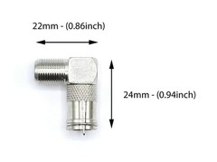 Right Angle Push On Coax Connector – F Type Female to Male Angle Adapter-4 pk
