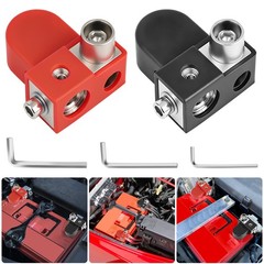 2PCS Car Battery Terminals Connector Top Post 12-24V 0/2/4 & 4/8 AWG W/ Wrenches