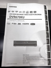 Toshiba DVR670KU DVD Recorder VCR Combo Dubbing Tested W/ Cables HDMI and Papers