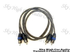 Sky High Car Audio 2 Channel Twisted 3 ft RCA Cables Coated 3′ OFC