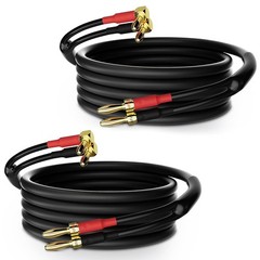 Bi-Wire Speaker Cable 6ft with Gold-Plated Banana Plugs for Home Audio
