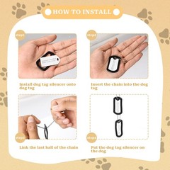 10 Pack Dog Tag Silencers, Black Engraved Silicone 5.2x3x0.3cm,