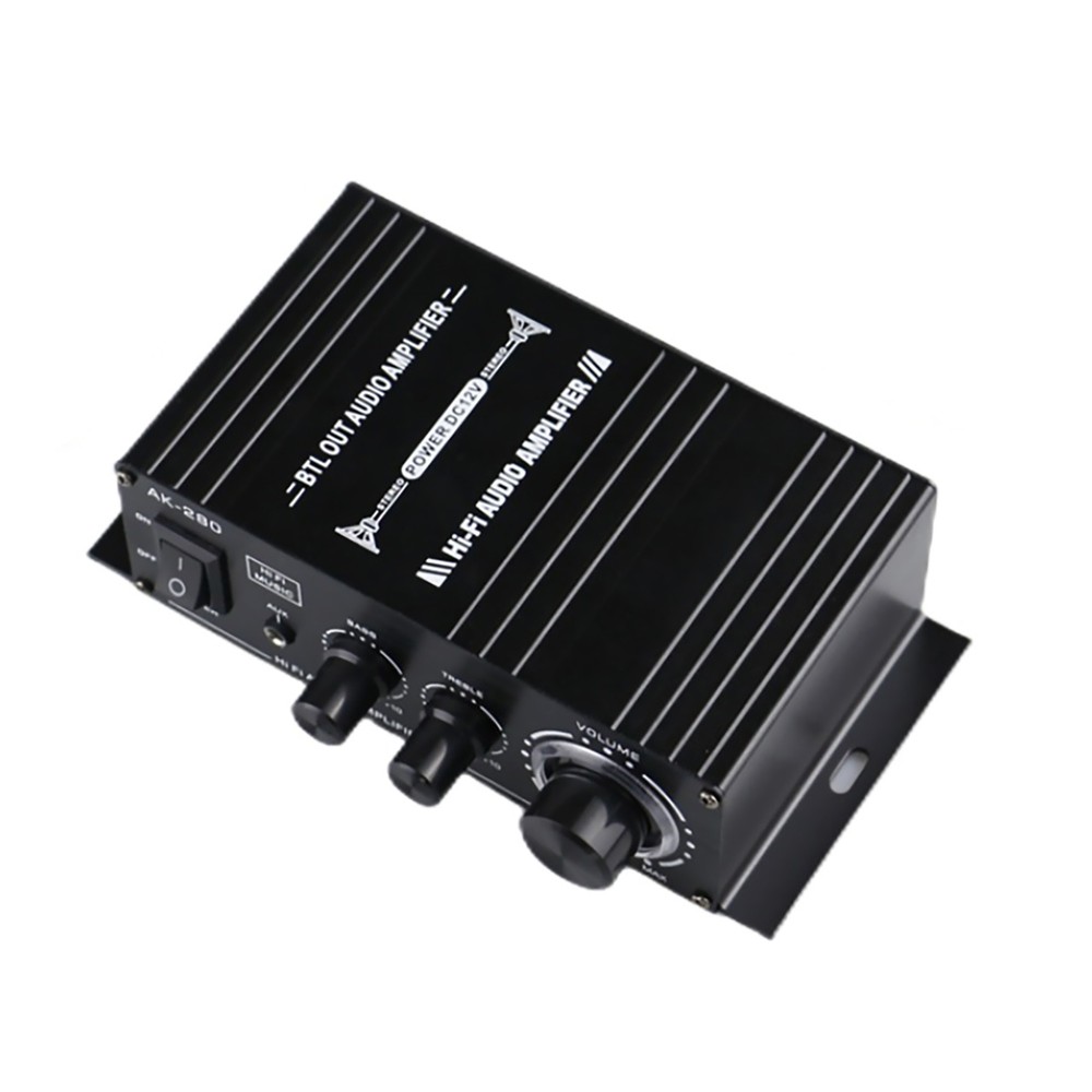 Black 2.0 Channel AK280 Mini HIFI Stereo Audio Power Digital Amplifier Speaker