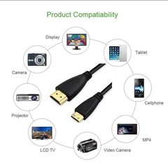 Mini HDMI to HDMI Cable Adapter Converter 4K High Speed HD HDMI A to Mini C 15FT