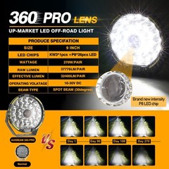 AUXBEAM 9″ LED Auxiliary Driving Lights Pods Work Light Bar+4pcs Covers Shield