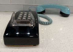 Vintage ITT Bell Telephone Wall Mount Push Button Black & Robins Egg Blue -COOL!