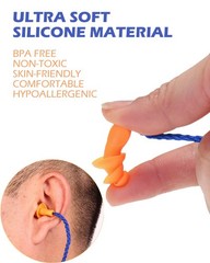 12 Pairs Corded Silicone Ear Plugs – 1 Count (Pack of 12), Orange