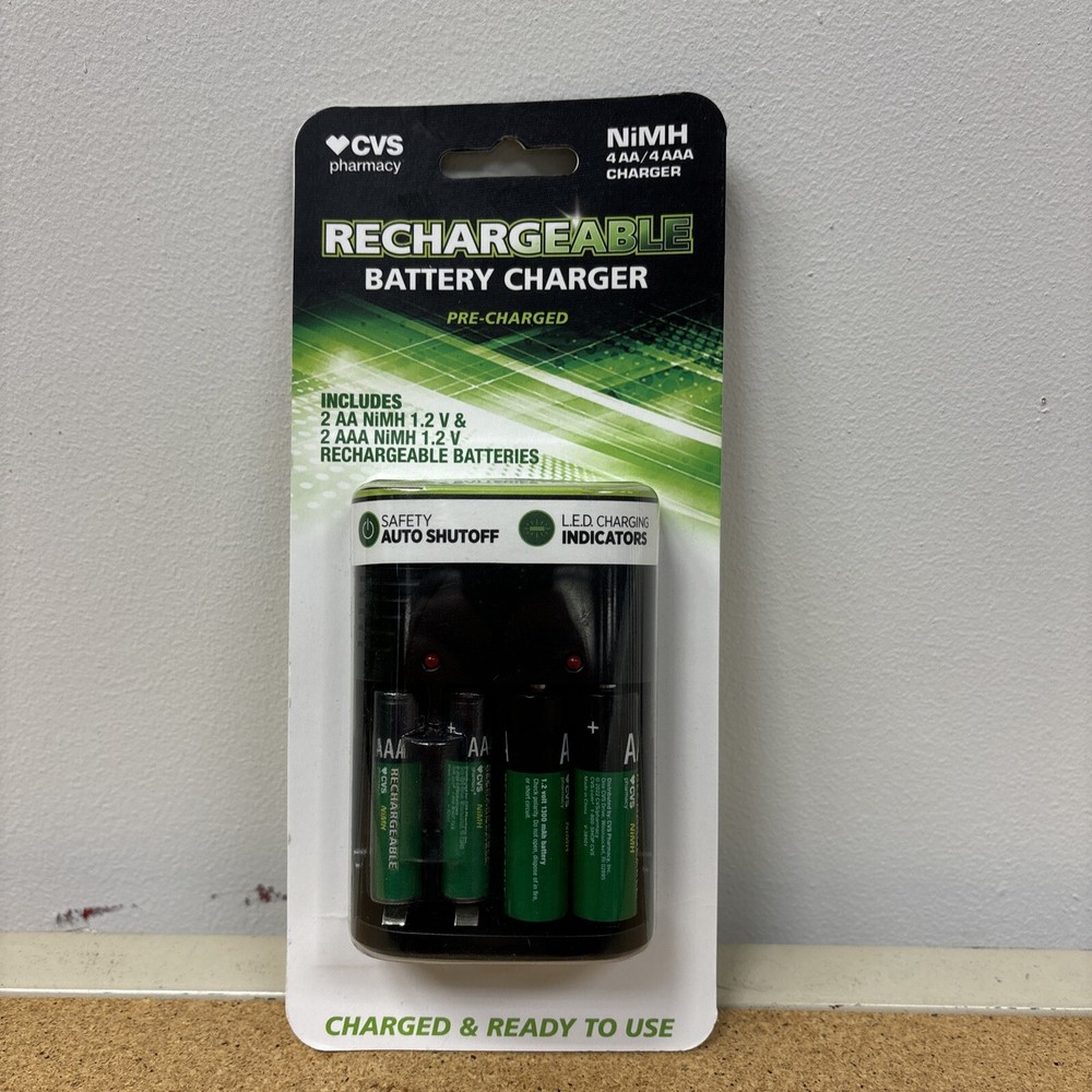 CVS Pharmacy Rechargeable Batteries & Battery Charger – 2AA & AAA NiMH 1.2V