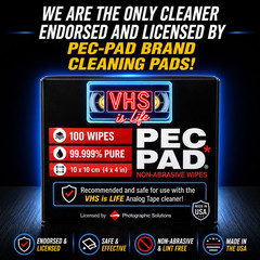 VHS Mold Cleaner Betamax Analog Tape Cleaning Removal System w/ 100ct PEC-PADs!