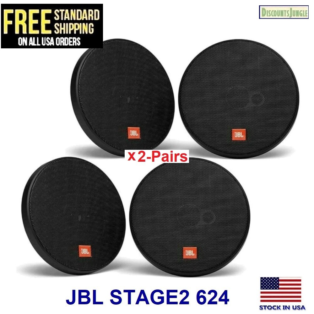 2-Pairs JBL Stage2 624 6.5″ 6-1/2 inch Car Audio 2-Way Coaxial Speakers 240W Max
