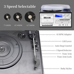 10 in 1 Vintage Record Player with External Speakers, 3 Speed Turntable with …