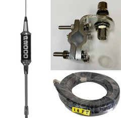 Sirio CB/10M 3/8 Antenna + Mirror Mount with 3/8 to SO-238 Stud 18FT RG213 Cable