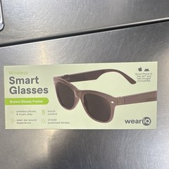 weariQ Wireless Smart Glasses Brown Glossy Frame Bluetooth USB-C
