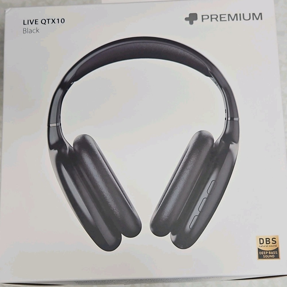 PREMIUM LIVE QTX10 Black Headphones Bluetooth Deep Bass Sound 40mm Over-Ear