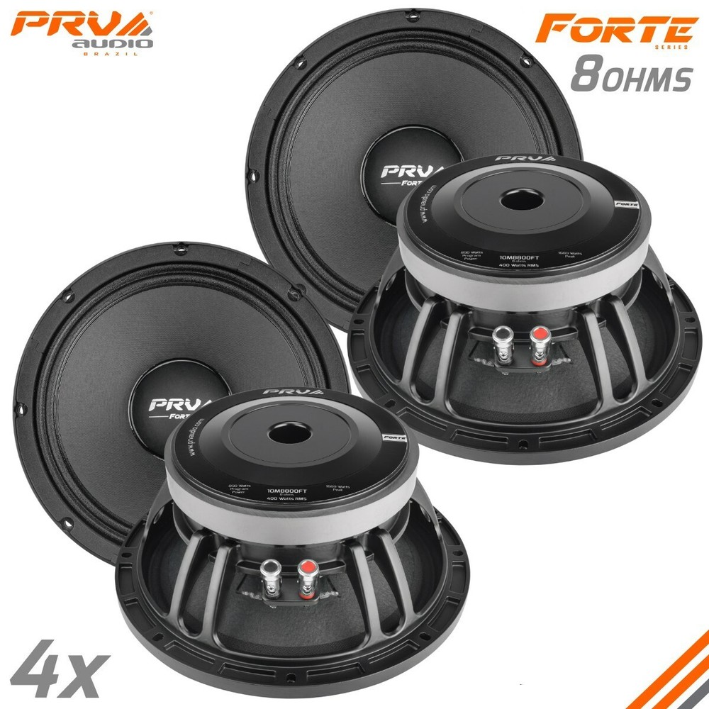 4x PRV Audio 10MB800FT Midbass Speakers FORTE Car PRO Audio 10″ 8 Ohms 800 Watts