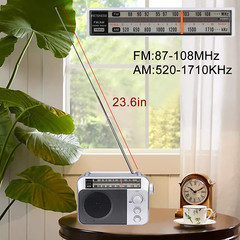 Portable Radios With Best Reception AC or D Battery Powered Analog Radio Sliver