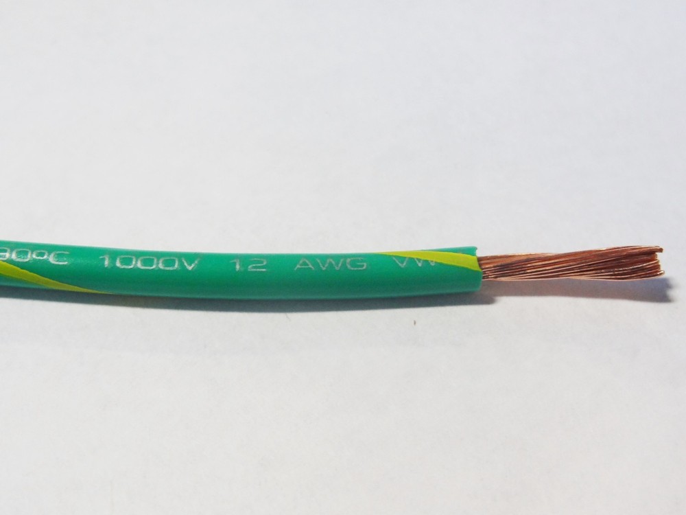12 GAUGE WIRE GREEN W/ YELLOW 25′ FT PRIMARY AWG STRANDED COPPER POWER REMOTE