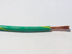 12 GAUGE WIRE GREEN W/ YELLOW 25′ FT PRIMARY AWG STRANDED COPPER POWER REMOTE