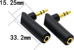 3.5mm Angle Male to Female Audio Adapter, 90 Degree Right Angle Gold-Plated TRS
