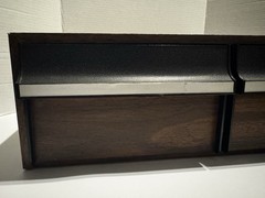 Woodgrain Brown/Black Plastic & Wood VHS Tape Storage Box w/ 2 Pull-Out Drawers