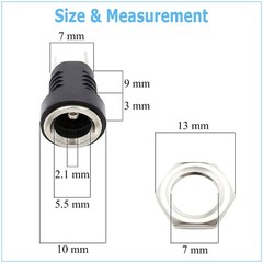 5PCS 5.5mm x 2.1mm DC Power Supply Female Jack Socket Panel Mount Connector M81