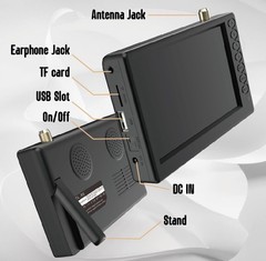 Portable Small TV 5″ Digital ATSC TF USB Battery Operated