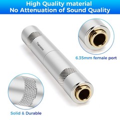 1/4 Inch TRS/TS Female to Female Gold-Plated Coupler, 2 Pack