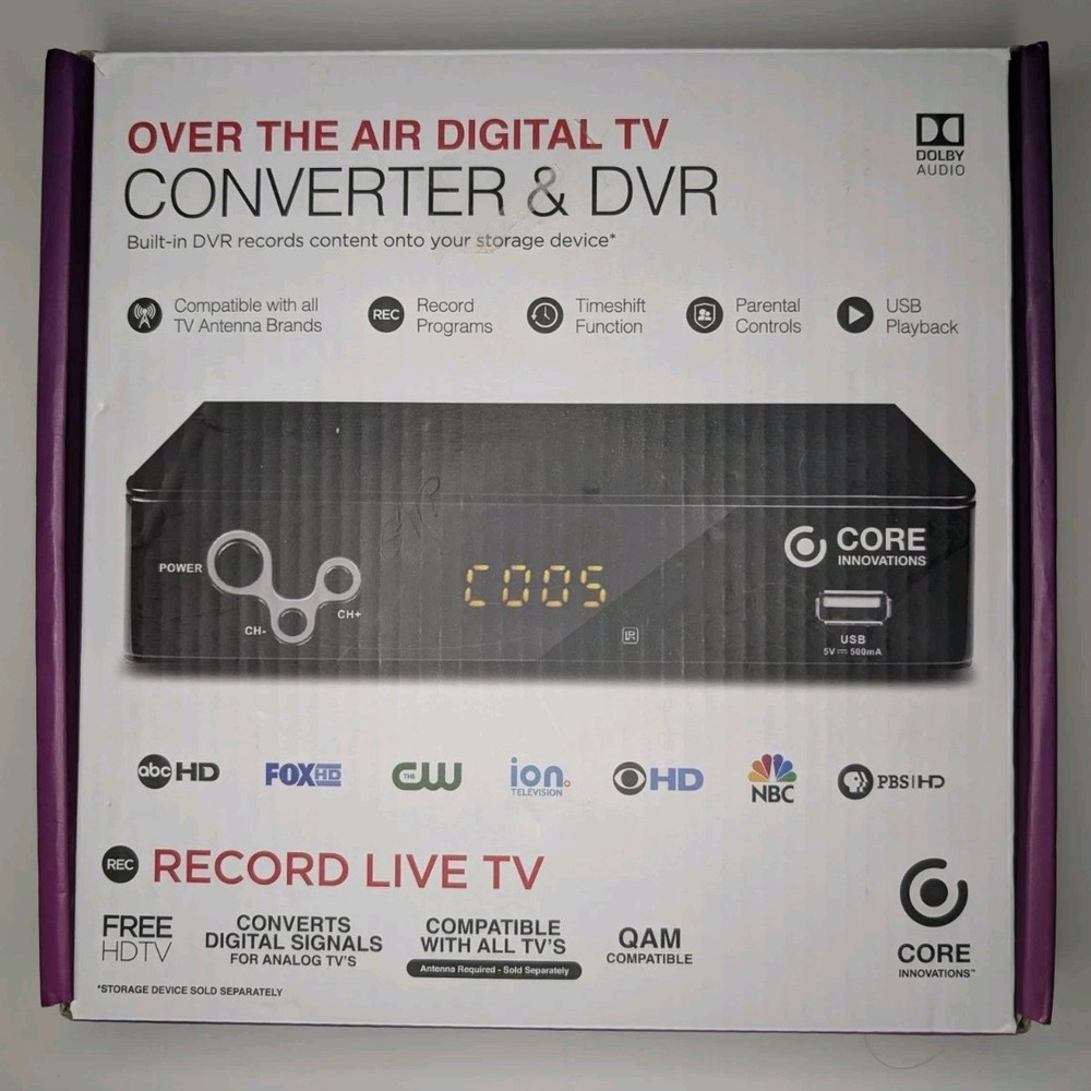 Core Innovations Over the Air Digital TV Converter & DVR CTCB105 NIB