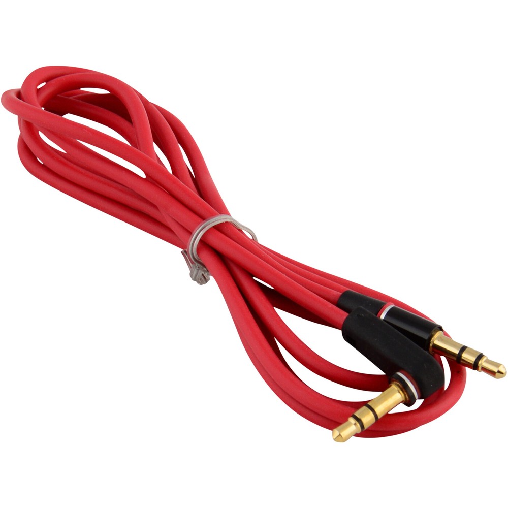 3.5mm Aux Cable Cord L-Shaped Right Angle Car Audio Headphone Jack Male M/M Red