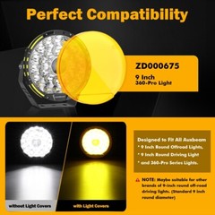AUXBEAM 9″ LED Auxiliary Driving Lights Pods Work Light Bar+4pcs Covers Shield