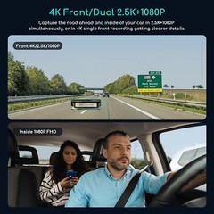 COOAU 4K Dash Cam with GPS Wi-Fi, Uber Car Camera with Infrared Night Vision
