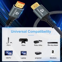 8K 4K HDMI Cable 1M 3 Pack, High Speed Braided HDMI to HDMI 2.1 Cable Support…